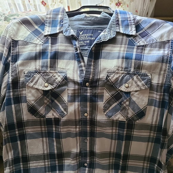 men's AE button up plaid shirt 2XL - Picture 1 of 7